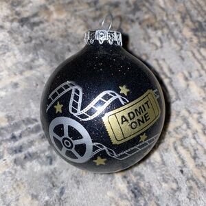 THEATRE DESIGN ON BLACK SPARKLE GLASS ORNAMENT
